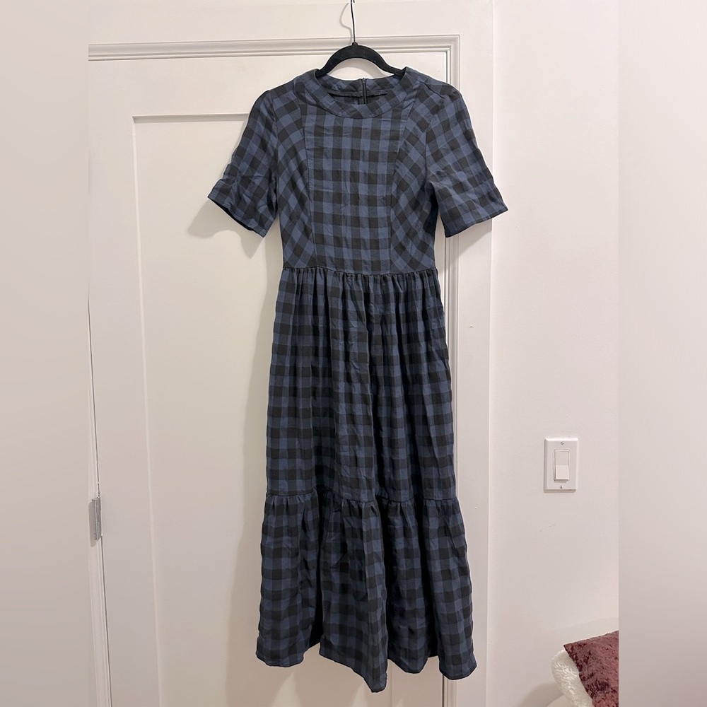Plaid Midi Dress Blue & Black